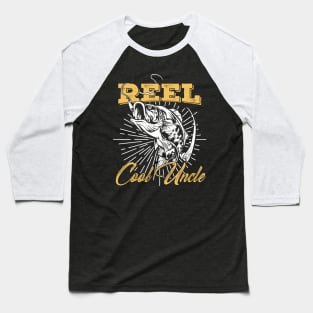 Reel Cool Uncle Fishing Gift Baseball T-Shirt